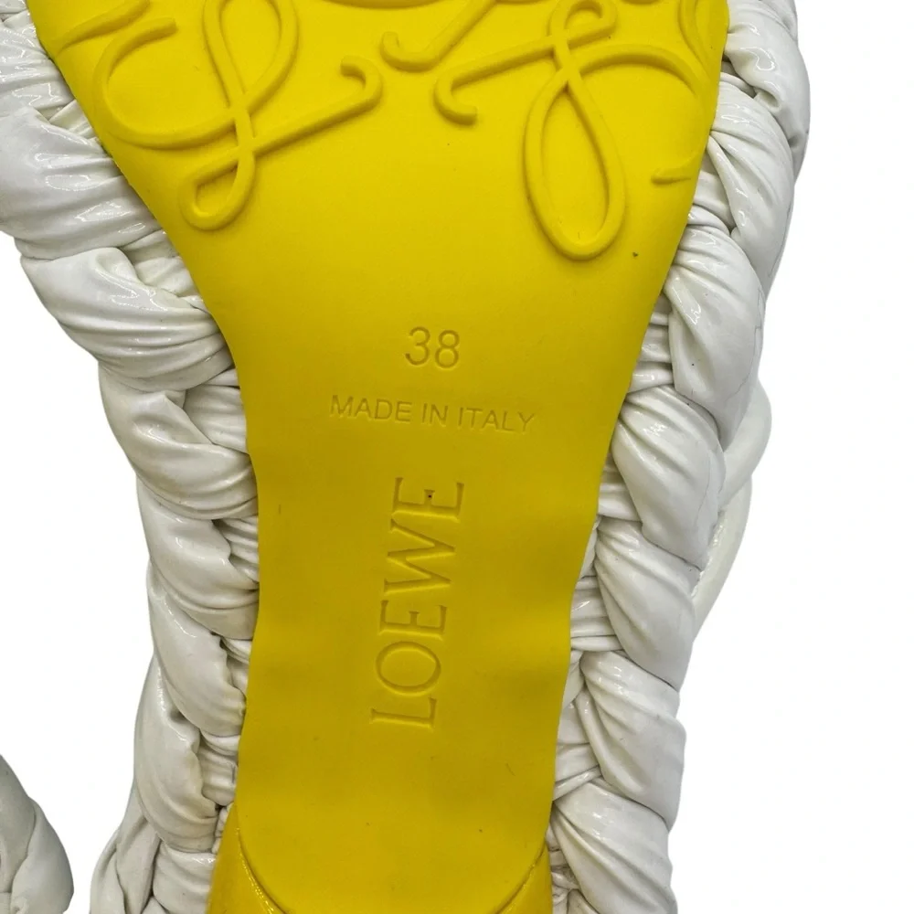 Loewe Petal Knot Leather 90 Sandals White Yellow Size 38 / 8